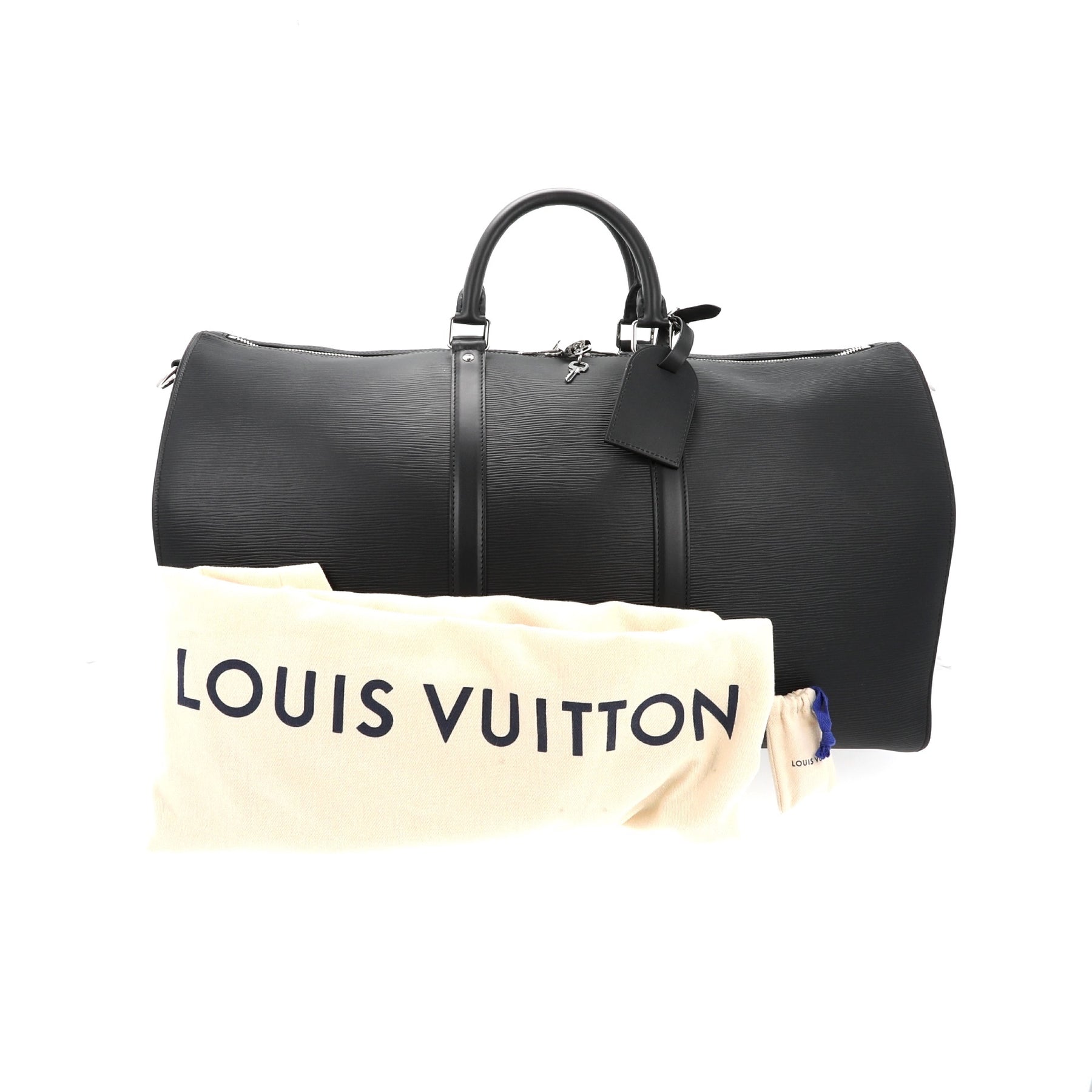 Louis Vuitton Supreme Black Epi Keepall Bandouliere 55 Palladium