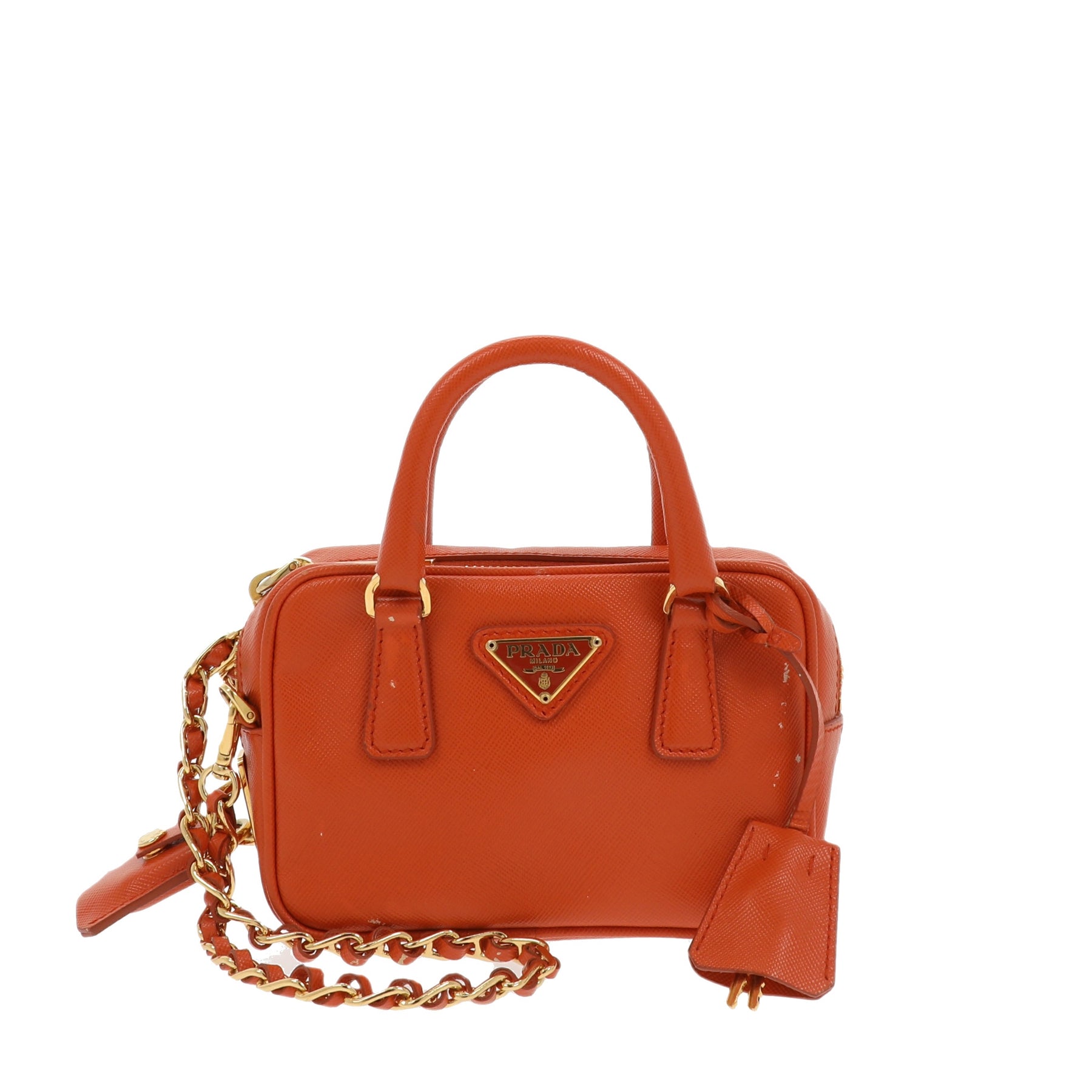 Prada - Red Saffiano Lux Chain Crossbody Bag