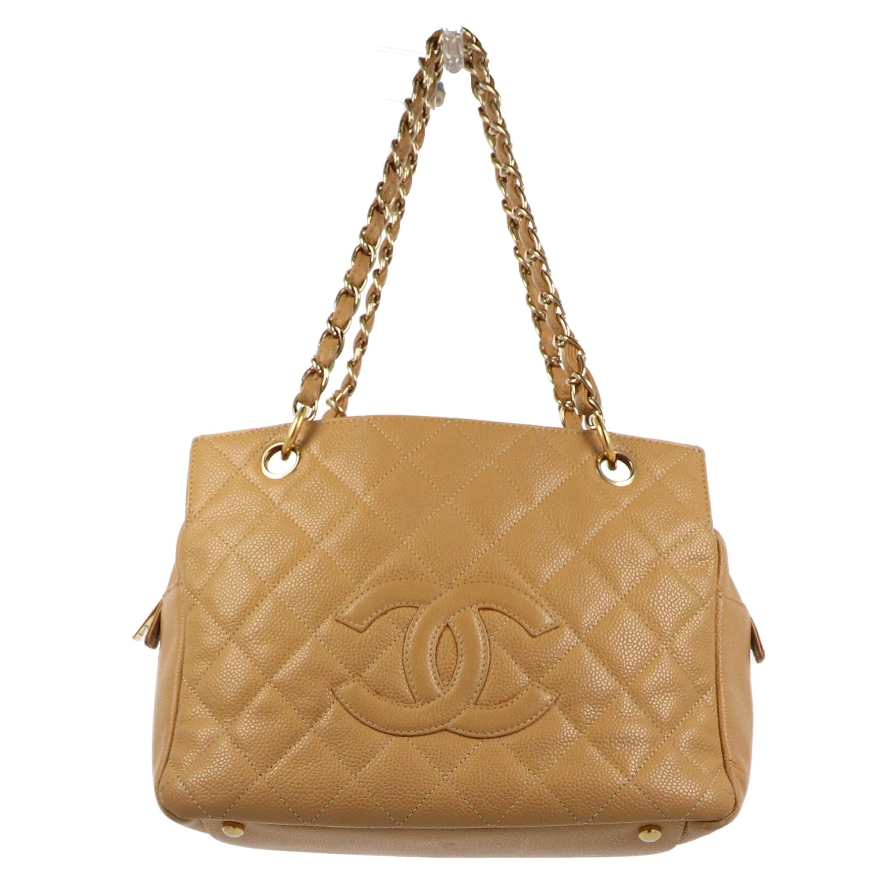 Chanel Petite Shopping Tote Shoulder Bag in Beige Leather – Fancy Lux