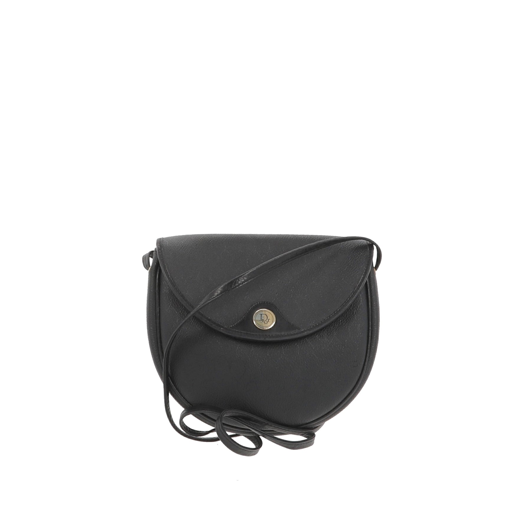 Auth.Vtg Christian Dior black canvas leather speedy satchel handbag tote  France 