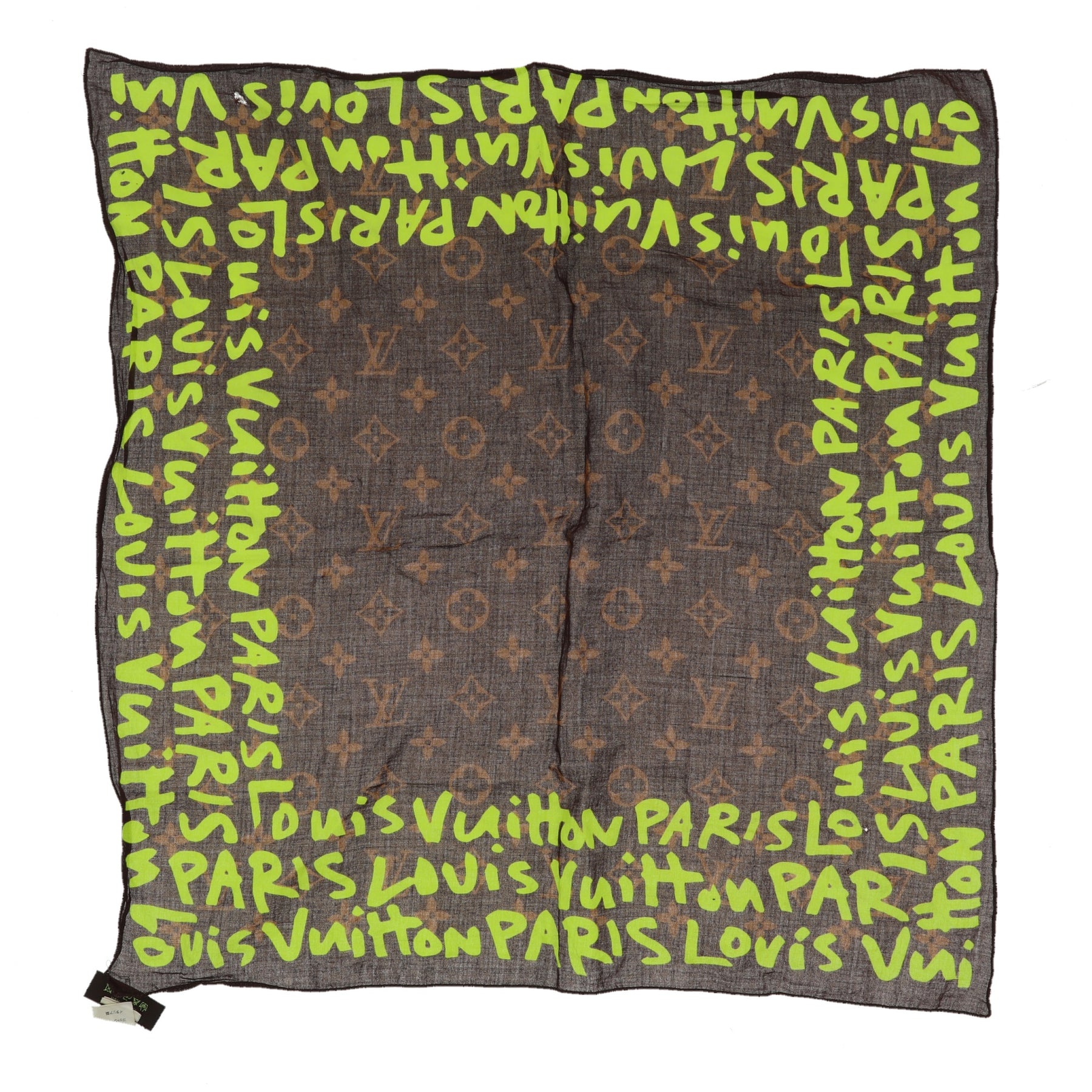 Louis Vuitton Brown & Green Monogram Graffiti Cotton Scarf Louis Vuitton