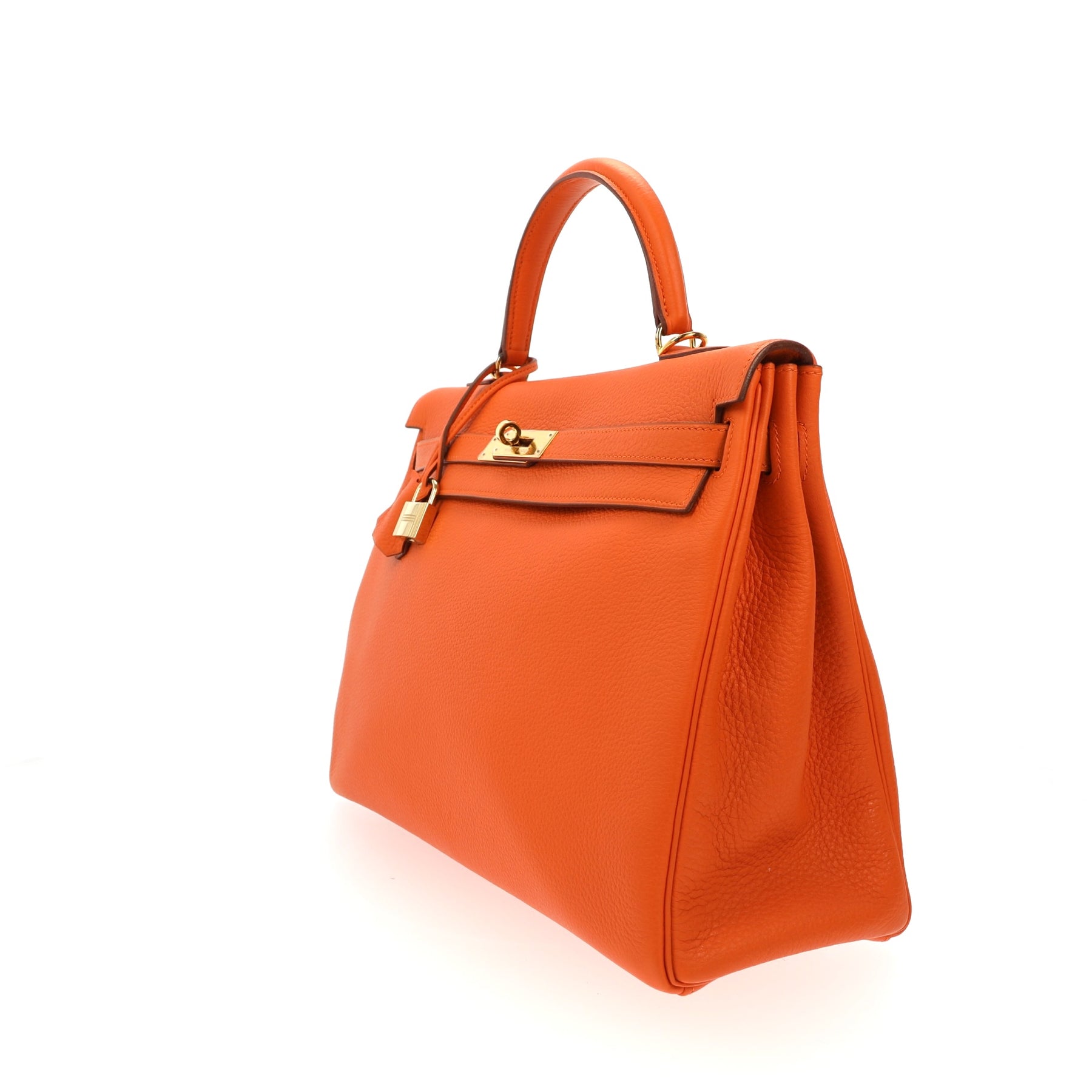 Hermes Kelly Handbag Orange H Chevre de Coromandel with Gold Hardware 25  Orange