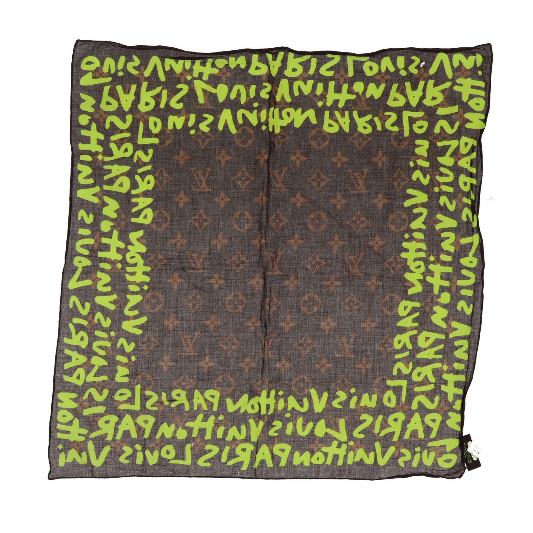 Louis Vuitton Brown & Green Monogram Graffiti Cotton Scarf