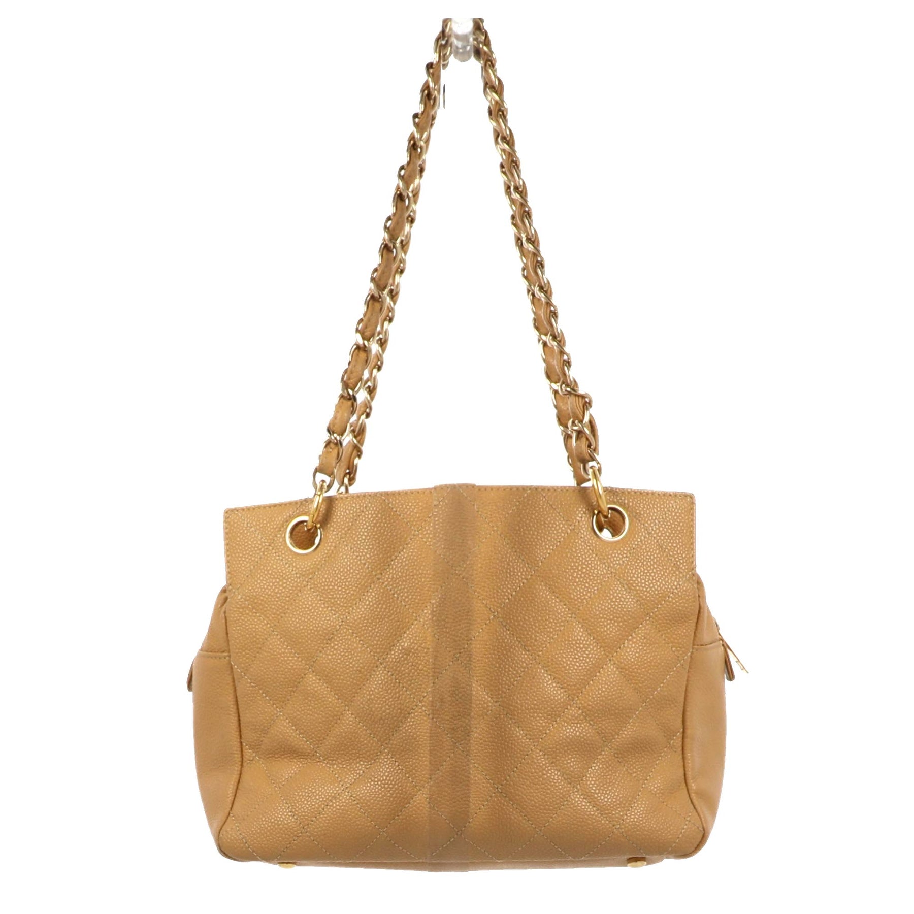 Chanel - Authenticated Petite Shopping Tote Handbag - Leather Beige Plain for Women, Very Good Condition