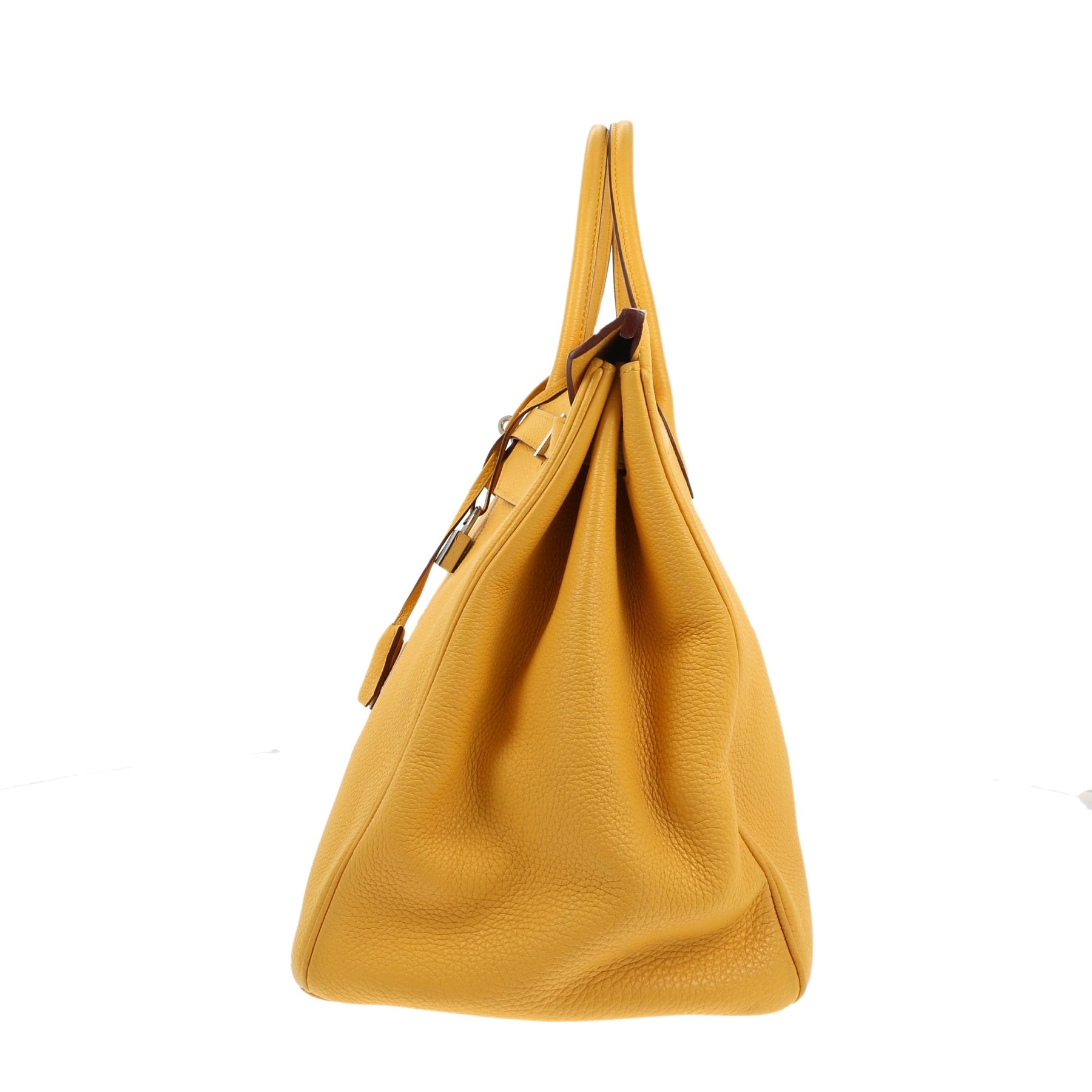 HERMES Birkin 40 Mustard Leather Gold Men's Women's Top Handle Travel Tote  Bag For Sale at 1stDibs