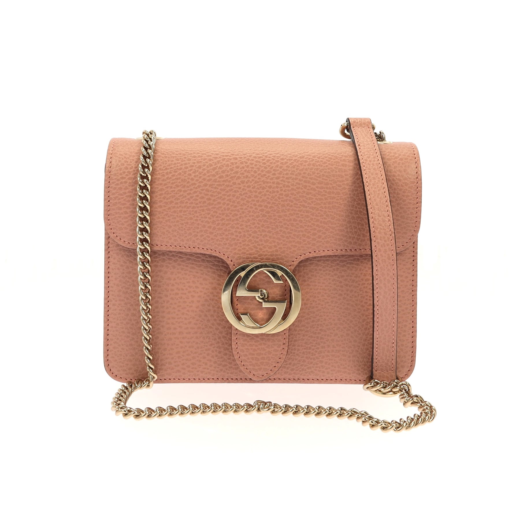 Gucci Crossbody Interlocking G Leather Small Soft Pink in Leather with  Gold-tone - US