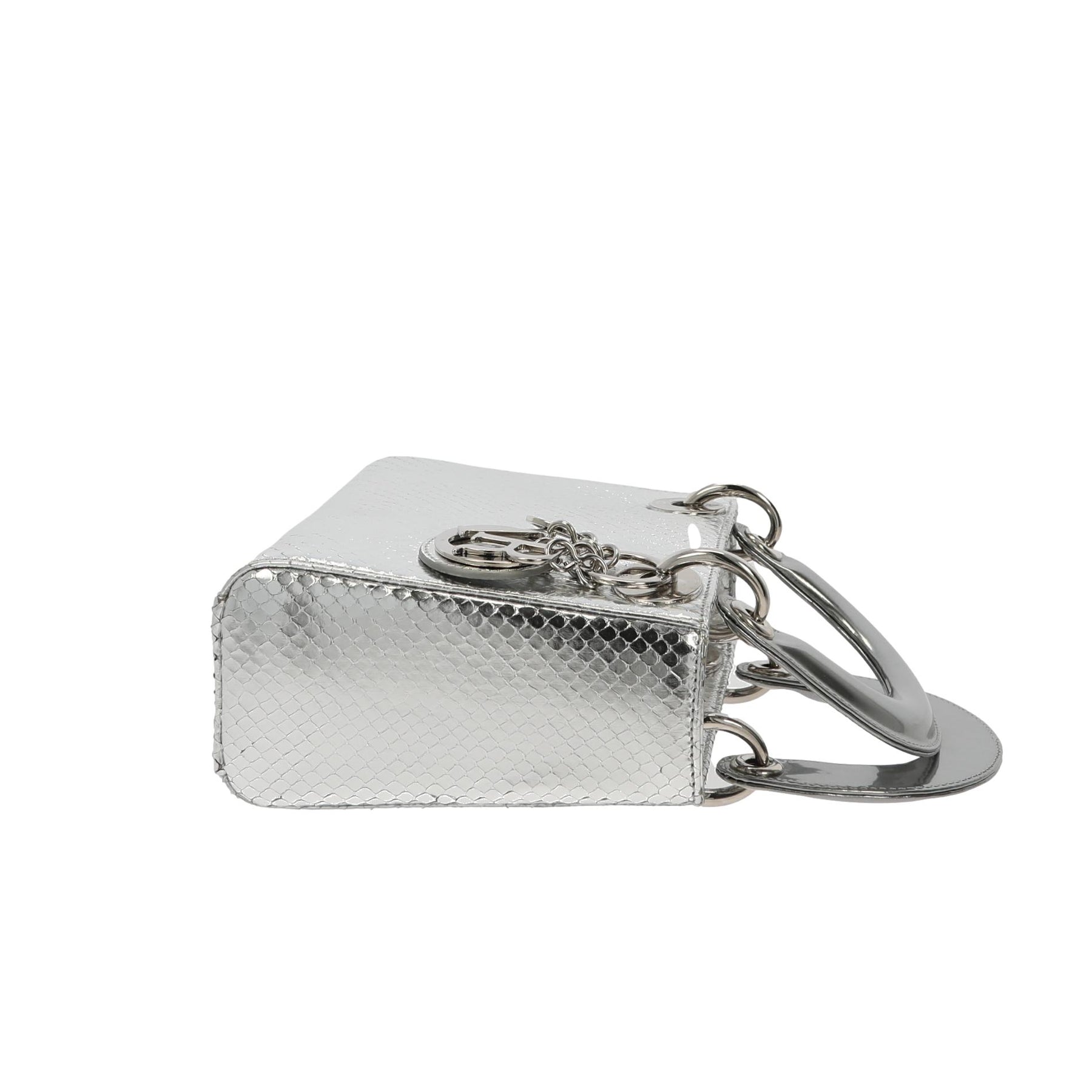 Christian Dior Mini Lady Dior in silver python leather – Fancy Lux