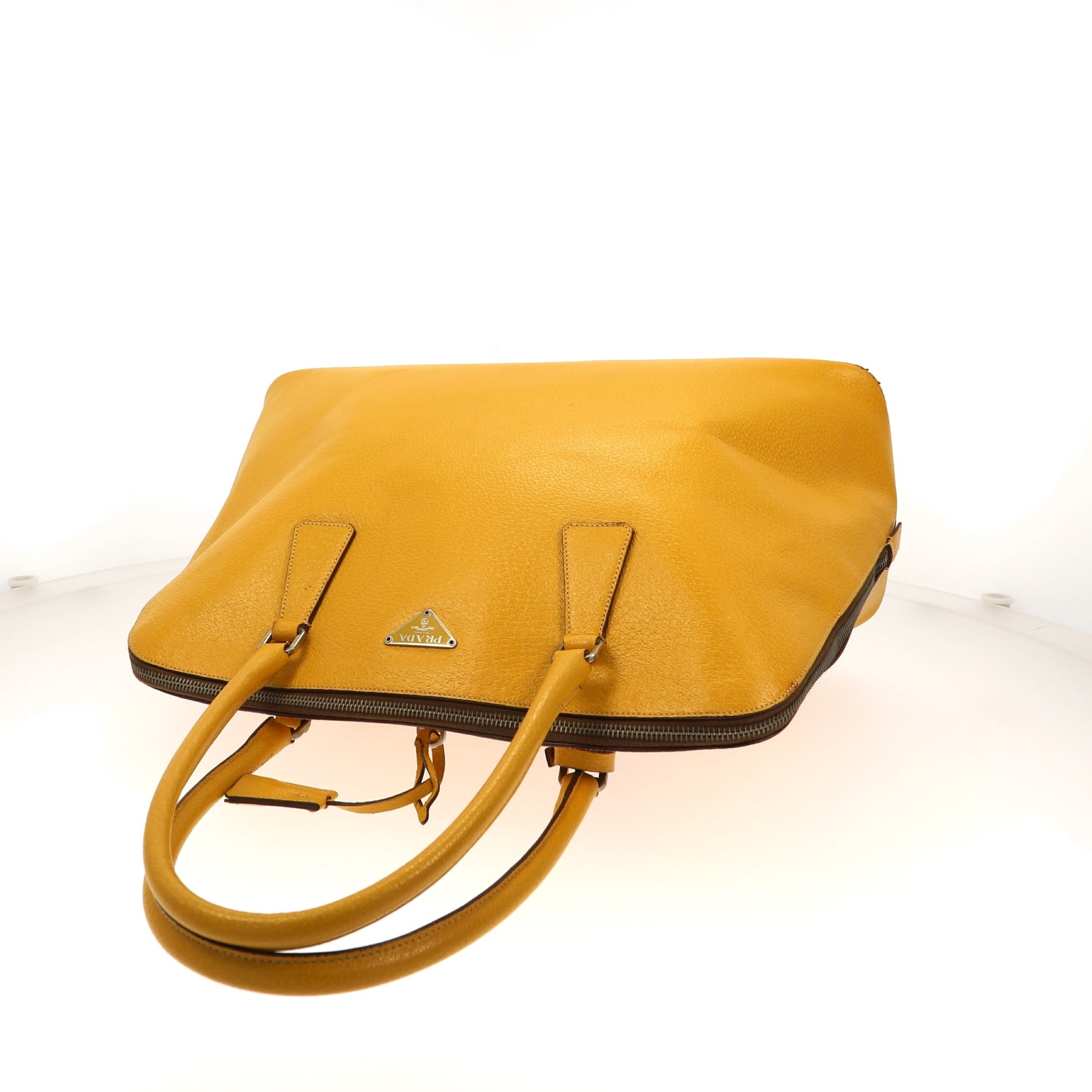 Prada Mini Nappa Leather Shopping Tote In Yellow | ModeSens
