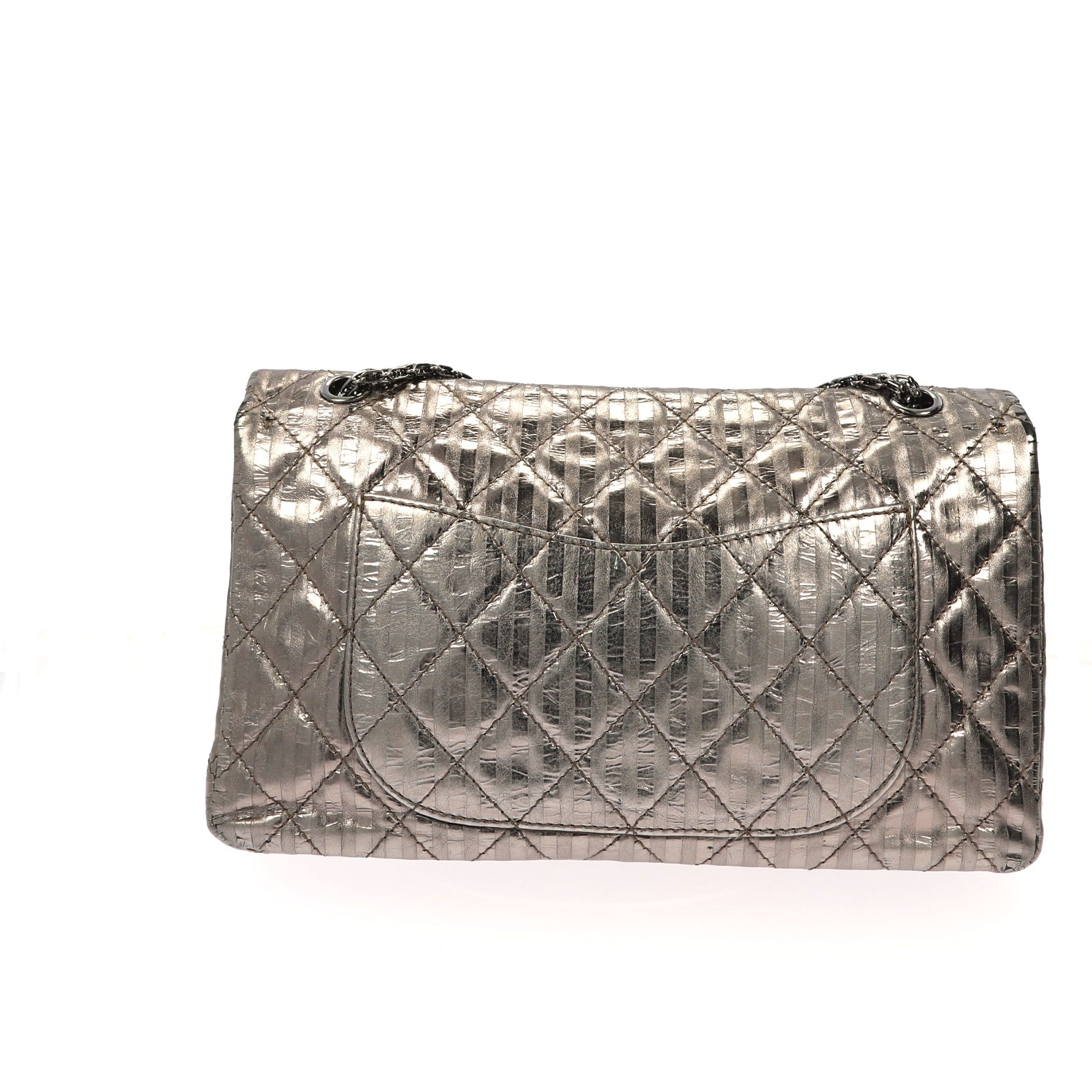Chanel 2.55 Reissue 227 Double Flap Metallic Striped Shoulder Bag – Fancy  Lux
