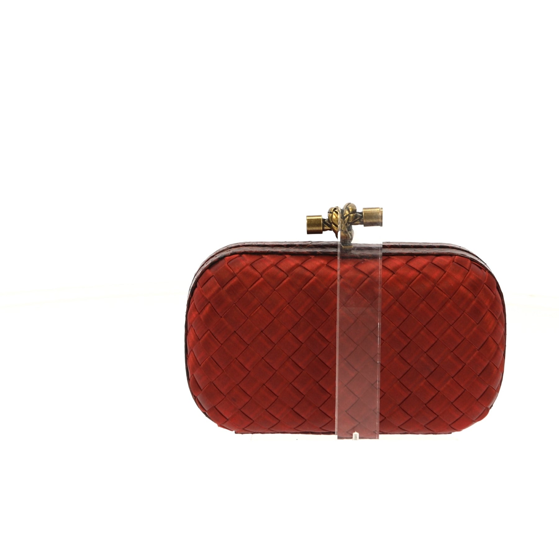 Bottega Veneta The Knot clutch in satin and python leather – Fancy Lux