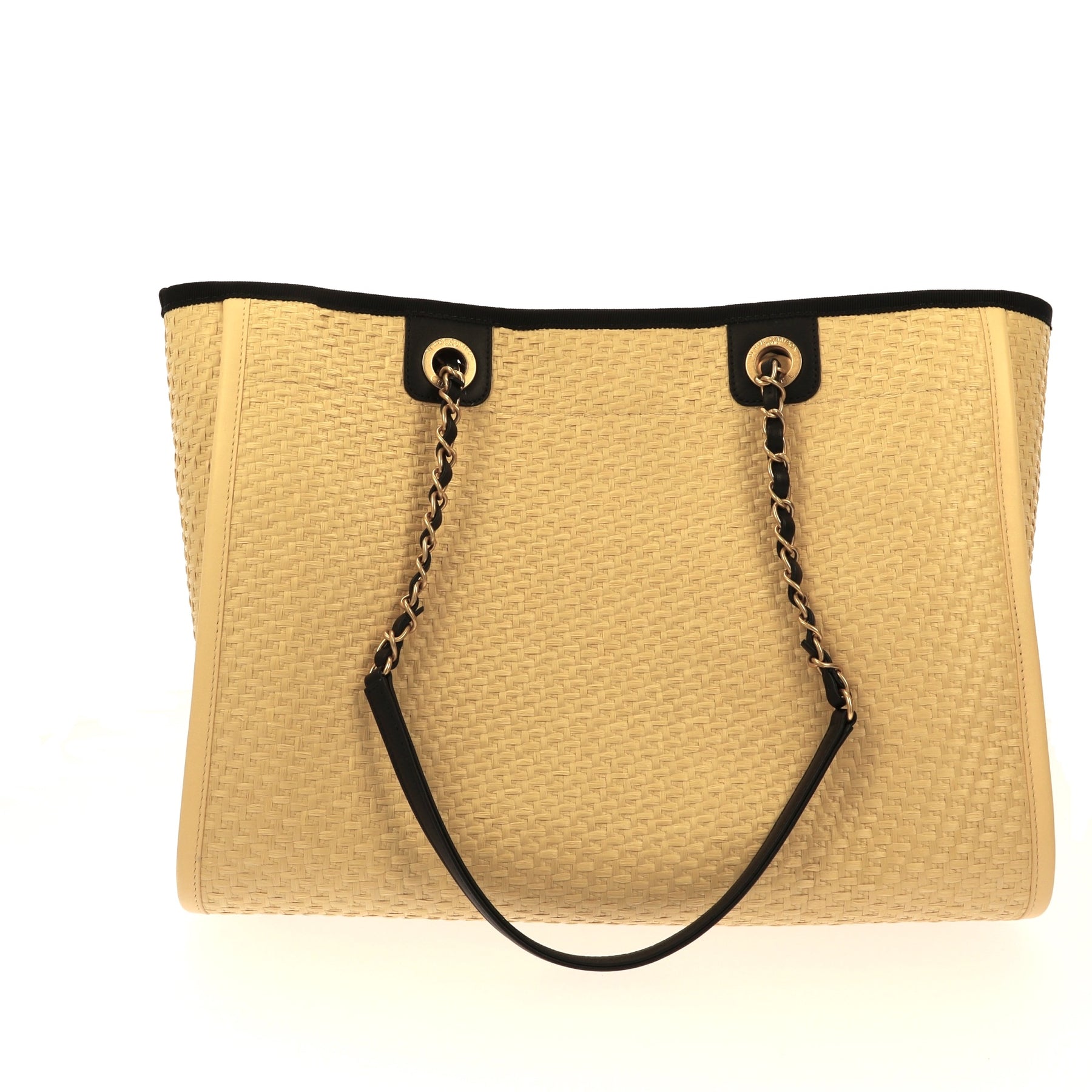 Chanel Straw Raffia Calfskin Chain Deauville Shoulder Bag – Fancy Lux