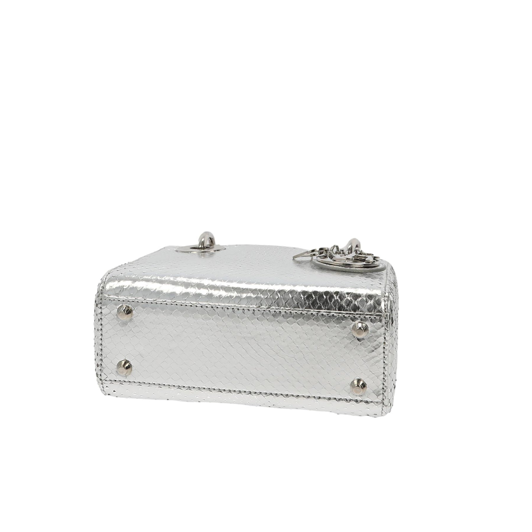Christian Dior Mini Lady Dior in silver python leather – Fancy Lux